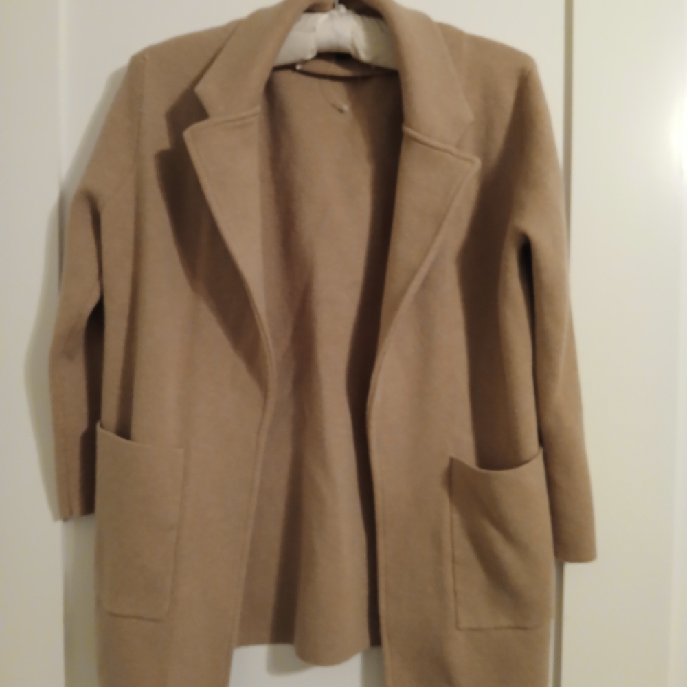 Women's Camel Open-Front Coat